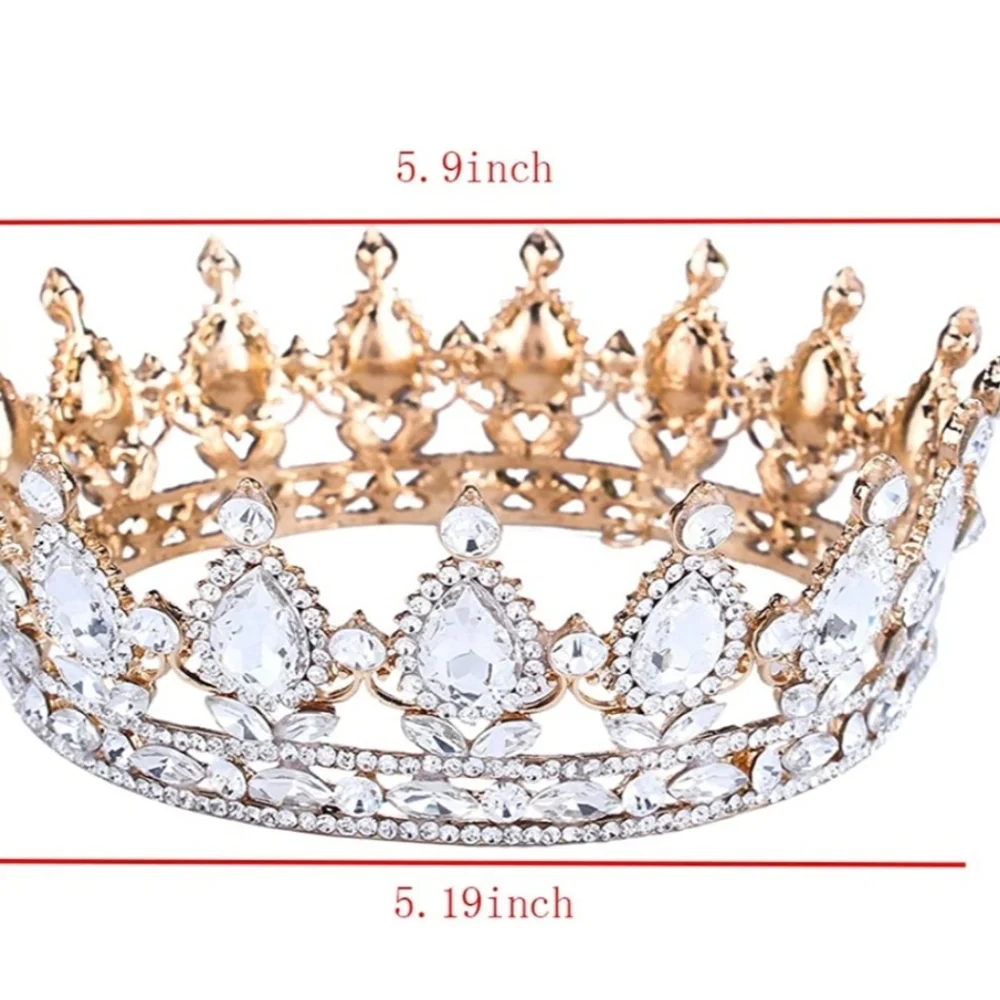 Gold Plated Crystal Rhinestone Full Circle Tiara Crown